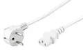 2m Strom Netzkabel Stecker abgwinkelt TypF 7/7 > Buchse Kaltgeräteanschluss weiß