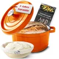 Ottia Gusseisen Topf brot backen [inkl. Gärkorb] - Emaille Topf 26cm - Ideale Brotbackform, Brotbacktopf, Schmortopf mit Deckel & Aromanoppen, Bratentopf - auch für Induktion | Händler aus Hamburg