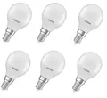 6x OSRAM LED Kugel / Tropfen 5,5W = 40W E14 6500K 470lm EEK:F (Spektrum A-G)