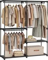 Kleiderschrank Offen, Kleiderständer, Kleiderstange, Garderobe, 3 Hängefächer, V