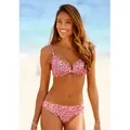 Bügel-Bikini-Top LASCANA "Mae", Damen, Gr. 38, Cup D, rosa (lachs, bedruckt), Microfaser, Polyamid, bedruckt, Animalprint, Bikini-Oberteile, farbenfroher Animalprint, verstellbare Träger, wattierte Cups