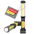 WARSUN LED Arbeitsleuchte Wiederaufladbar Werkstattlampe Taschenlampe 1500 Lumen COB Inspektionsleuchten Worklight Handlampe mit Haken für Auto-Inspektionslicht Notfall [Energieklasse G], Gelb