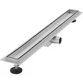 LuxeBath Duschrinne 80cm 2in1 Befliesbar Extra Flach Silber Doppelseitige