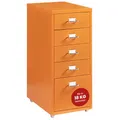 [en.casa] Rollcontainer Kökar Schubladenschrank Metall Aktenschrank mit 5 Schubladen Bürowagen mit Rollen für Arbeitszimmer 69 x 28 x 41 cm Orange