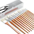 Ölpinsel Set 15-teilig langstielig mit Schweineborsten für Öl Acrylmalerei