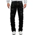 Kosmo Lupo 5-Pocket-Jeans Auffällige Herren Hose BA-KM020-1 (1-tlg) mit aufgesetzten Applikationen schwarz 38