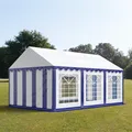 TOOLPORT Partyzelt Festzelt 4x6 m Garten-Pavillon PVC Plane 700 N in blau-weiß Wasserdicht