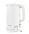 Cloer 4321 Wasserkocher 1,5 L,1500 W, Edelstahlbehälter & Deckel, automatische Abschaltung, Überhitzungsschutz, Einhandbedienung, Füllmengenmarkierung innen, Kontrollleuchte, Kunststoffgehäuse weiß
