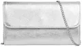 Caspar Echt Leder Clutch Abendtasche Damen Handtasche aus Wildleder im Metallic Stil - PREMIUM LINE - Modell No.779 - Made in Italy, Farbe:silber metallic, Größe:One Size