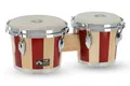 GEWA Bongo Set 7" + 8,5" - Klassisches Retro-Design - Naturfelle - verchromte Hardware - naturfarben/rot gestreift - 826000