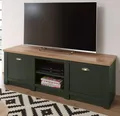 TV-Lowboard in grün und Wotan Eiche Landhaus TV Unterteil 152 x 51 cm Norwich