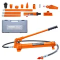 VEVOR Hydraulikzylinder Bausatz, tragbarer hydraulischer Wagenheber 10 t, mit 1,4 m Ölschlauch, Autokarosserierahmen-Reparaturset mit Aufbewahrungskoffer für Autoreparatur, LKW, Bauernhof, Orange