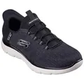 Skechers SUMMITS-KEY PACE Slip-On Sneaker Slipper, Freizeitschuh, Halbschuh in veganer Verarbeitung schwarz 45 EU