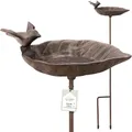 wildlife home Vogeltränke stehend auf Stab mit Erdspieß I Kleine Vogeltränke, Vogelfutterspender Garten, Balkon I Vogelbad frostsicher aus Gusseisen, Vogelfutterstation für Vögel, Wildvögel