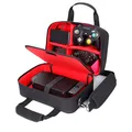 USA Gear Tragetasche für die Reise, kompatibel mit Nintendo Switch 2, Dockstation, Gamecube/Pro Controller, JoyCons und mehr Nintendo Switch 2-Zubehör – anpassbares Innenleben Schultergurt – Rot