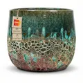 Teramico Keramik Pflanzkübel (Grün/Türkis) mit Abflussloch | Frostfester Blumentopf Außen & Innen | Strukturierte Glasur | Hochwertiges Steinzeug Garten Pflanzgefäß (20cm x 19cm)