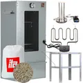 ITA Elektrischer Räucherofen 7002 - Smoker Set mit Heizung, Tisch, Rauchgenerator - Räucherschrank mit Fenster & Thermometer - Edelstahl - EU Qualität, Direkt vom Hersteller - 81 cm mit 3 Etagen