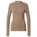 JDY Langarmshirt Fransiska (1-tlg) Rüschen braun M (38)