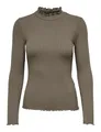 JDY Jdyfransiska L/S Highneck Top JRS Noos, Maglia Manica Lunga Donna, Marrone (Walnut), M