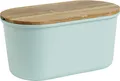 ECHTWERK Brotkasten “FRESH“, Brotbox, Brotaufbewahrung, Platzsparende Aufbewahrungsbox, Brotkorb mit Deckel und Schneidebrett aus Akazienholz, für 1 kg Brot, 37 cm x 22 cm x 17 cm, türkis