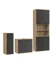 mokebo Badmöbel-Set Der Steuermann, (3-teilig), Unterschrank, Beistellschrank & Hochschrank in Eiche Schwarz