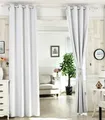 2er Set Gardinen Vorhang blickdicht Ösen 135x225cm Grau-/Blau- Weiß VH5866ws-2