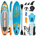 Puluomis SUP Board mit Sitz 335cm, Stand Up Paddle Boards Set, Paddling Paddelboard Surfbrett Aufblasbar, Pumpe Tragetasche, MB. bis 150Kg Orange Blau