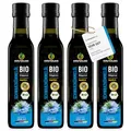 Kräuterland Bio Schwarzkümmelöl 4X250ml (1Liter), ungefiltert, hoher Thymoquinon, Omega Fettsäuren, ohne Zusatzstoffe, kaltgepresst, vegan, mild, mühlenfrisch aus unsrer hessischen Ölmühle
