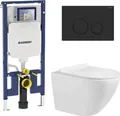 Wc Set Geberit - Zoldo - Weiß Glanz - Spülung Tornado - , Hygienisch Rein - Schwarz Kopf - Vorwandelement - Unterputzspülkasten