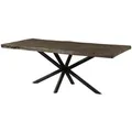 Massivmoebel24 Esstisch FREEFORM (Massivholz, Massivholztisch), Baumtisch Mango 200x100x76 grau lackiert / Kreuzgestell anthrazit matt grau 200 cm x 76 cm x 100 cm