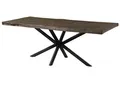 Baumkantentisch Mango 200x100x76 grau lackiert / Kreuzgestell anthrazit matt