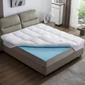 AMBINESS® Matratzen Topper mit Memory Foam Gel Kern | 7 Größen | 80x200cm - 180x200cm | 7cm Gelschaum Matratzentopper | Spannumrandung temperaturregulierend Maschinenwaschbar | Öko-Tex | 100x200cm