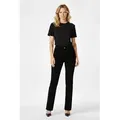 ESRA Stoffhose Damen Straight Fit Hose High Waist Business-Hose bis Große Größe T101 High Waist Damen Stoffhose Straight Leg Stretch Hose Gerade Schnitt schwarz 36