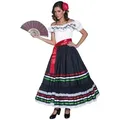 Smiffys Kostüm Mexikanische Senorita Kostüm, Traditionell angelehntes Kleid für TexMex-Western oder den Dia de Mue schwarz L
