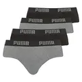 PUMA Basic Brief Men Herren Unterhose Pant Unterwäsche 4er Pack, Farbe:691 - Dark Grey Melange/Black, Bekleidungsgröße:XL