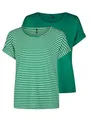 ONLY Tshirt Damen Bluse Top ONLMOSTER 2er Pack Regular Fit Rundhals Basic Kurzarm Shirt Streifen, Größe:L, Farbe:Jolly Green w/cd Stripes