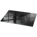 Tulup Tischplatte Geädertes Marmormuster Glas für Tischplatte 100x50 cm Schwarz Tischplatte Rechteckige Tischplatte Gartentischplatte