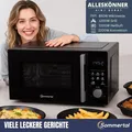 Sommertal 4in1 Mikrowelle MW2200 25L - Touch, Grill, Heißluft, 8 Programme, 60 Min Timer, Kindersicherung, Express-Start, Rost, Crisp-Pfanne - Schwarz
