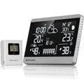 Bresser Funk-Wetterstation ClimateTemp NDH-NEO mit Außensensor, Temperatur- und Luftfeuchtigkeitsanzeige, Wettervorhersage, Frostwarnung, Querformat, Silber/schwarz