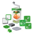 Genius Nicer Dicer Julietti Spiralschneider 13-tlg - Zoodle Maker + Würfelschneider in einem Set für Spiralen und Würfel | enthält 7 Schneideinsätze & Auffangbehälter 1200ml, Grün
