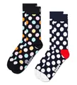 Happy Socks Unisex 2-pack Classic Big Dot, Schwarz, 41-46 EU