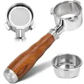 Bodenloser Siebträger 54MM 3 Ohren, Siebträger 54mm Kompatibel Breville Barista BES870/878/880 Kaffee Maschinen, Bottomless Portafilter mit Filterkorb Edelstahl, Palisander Holzgriff