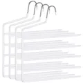 SONGMICS HosenbÜgel platzsparend, 4er Set, Mehrfach-KleiderbÜgel, offenes Ende, rutschfest, fÜr je 5 Hosen, fÜr Jeans, HandtÜcher, Schals, weiß CRI034W02