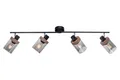 Just Light. Pasqual Deckenleuchte Glas Holz Metall grau schwarz 4-flammig