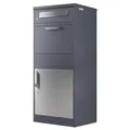 Zelsius Paketbriefkasten | RAL7016 Anthrazit | verzinkter pulverbeschichteter Stahl mit Edelstahl Elementen | Briefkasten mit Paketfach, integrierte Rückholsperre, Bodenmontage | Paketbox, Parcel Box