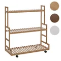 Mendler Bambus Pflanzenregal HWC-Q33, Blumentreppe Blumenständer Pflanzentreppe, 3 Ablagen Rollen 105x90x38c 121372