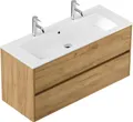 Badmöbel Doppel-Waschtisch 2 Hahn Limes 120 cm Eiche Gold