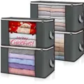 Aufbewahrung Kisten 90L 4 Stück Stoff Grau faltbar Kleiderschrank Carboard Box