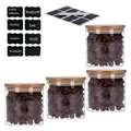 TP Vorratsglas 4er Set Vorratsglas mit Bambusdeckel und 8 Kreidetafel- Sticker (4 x 5 500 ml