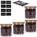TALK-POINT 4er Set Vorratsdosen aus Glas mit Bambusdeckel Vorratsgläser Glasbehälter Spaghetti- Glas | inkl. 8 Kreideetiketten und Stift | luftdicht Spülmaschinenfest Mottensicher (4x 500 ml)
